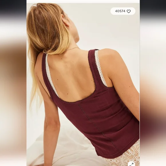 NWOT Free People Intimately End Game Pointelle Tank - Picture 2 of 8